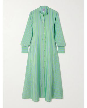 Thierry Colson The Alla Striped Silk Midi Dress - Green