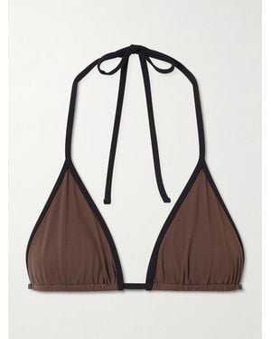 TOTEME Stripe Two-Tone Bikini Top - Brown