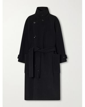 Lemaire Belted Double-Breasted Wool-Felt Coat - Black
