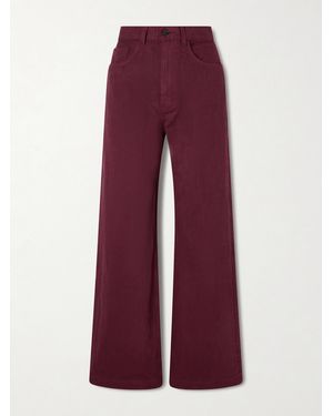 The Elder Statesman Herringbone Cotton Wide-Leg Pants - Red