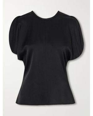 Victoria Beckham Bela Draped Satin Blouse - Black