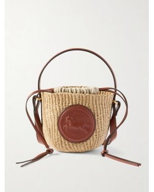 Chloé Beuteltasche Aus Raffiabastimitat Mit Lederbesätzen Und Logoprägung - Natur