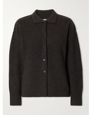 LeKasha Kalaru Ribbed Cashmere Cardigan - Black