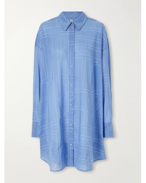 TOTEME Embroidered Organic Cotton And Lyocell-Blend Shirt - Blue