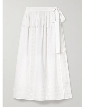 Ulla Johnson Kyla Appliquéd Cotton-Voile Pareo - White