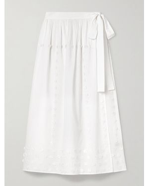 Ulla Johnson Kyla Appliquéd Cotton-Voile Pareo - White