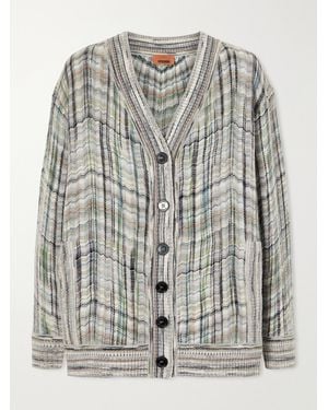 Missoni Striped Crochet-Knit Wool-Blend Cardigan - Grey