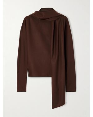 Cortana Fabula Scarf-Detailed Wool-Blend Blouse - Brown
