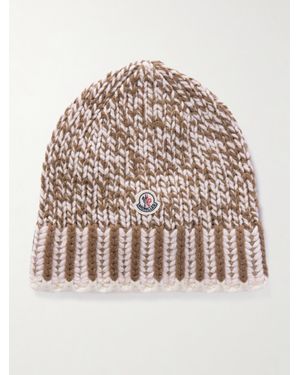 Moncler Ribbed Wool-Blend Beanie - Natural