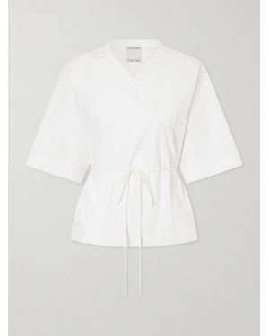 Calvin Klein Lynn Cotton-Poplin Wrap Blouse - White