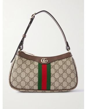 Gucci Ophidia Kleine Schultertasche Aus Bedrucktem Beschichtetem Canvas Mit Lederbesätzen - Mettallic