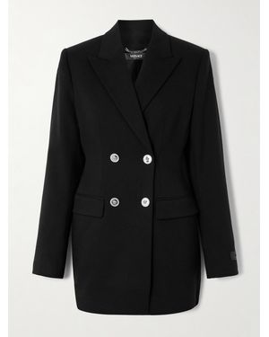 Versace Doppelreihiges Minikleid Aus Grain De Poudre Aus Einer Wollmischung Mit Cut-Out - Schwarz