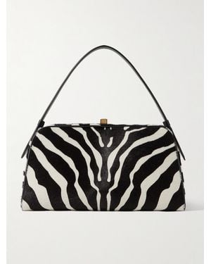 KHAITE Cate Tote Aus Kalbshaar Mit Zebraprint Mit Lederbesätzen - Schwarz