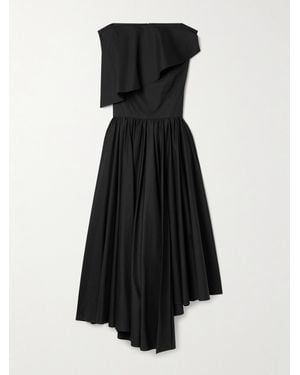 Salon 1884 Net Sustain Evanne Asymmetric Pleated Cotton-Poplin Midi Dress - Black