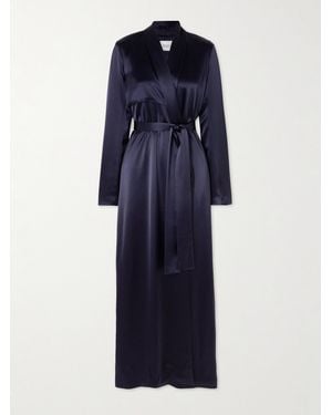 Galvan London Belted Satin Trench Coat - Blue