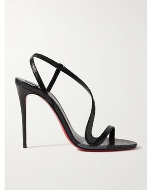 Christian Louboutin Rosalie 100 Cracked-Leather Sandals - Metallic