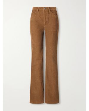 Saint Laurent High-Rise Cotton-Corduroy Flared Pants - Brown