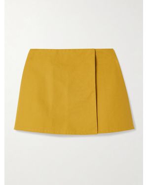 Tolu Coker Pleated Cotton-Poplin Mini Wrap Skirt - Yellow