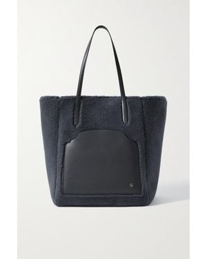 Loro Piana Sesia Large Leather-Trimmed Faux Shearling Tote - Black