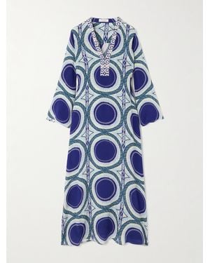 Emporio Sirenuse Jenna Printed Silk-Crepe Coverup - Blue