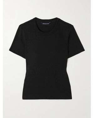 Veronica Beard Pruitt Ribbed Stretch Pima Cotton-Jersey T-Shirt - Black