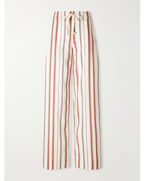 SIR. Alva Striped Cotton Wide-Leg Trousers - White