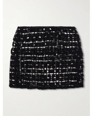 SARA CRISTINA Sun Crocheted Cotton Mini Skirt - Black