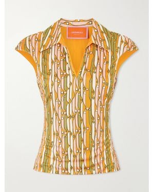 La DoubleJ Printed Stretch-Jersey Top - Metallic