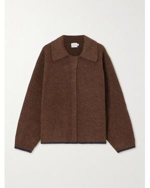 Deiji Studios Two-Tone Recycled Ribbed-Knit Cardigan - Marron