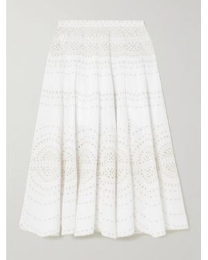 Charo Ruiz Livvy Broderie Anglaise Cotton-Blend Midi Skirt - White