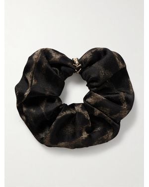 Saint Laurent Chouchou En Soie Et Cachemire Mélangés À Imprimé Léopard Et À Ornement - Noir