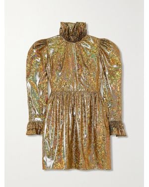 BATSHEVA Prairie Minikleid Aus Changierendem Lamé Mit Rüschen - Mettallic