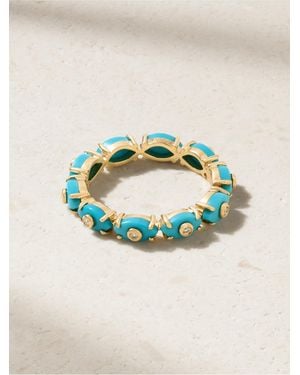 Sydney Evan Eternity Ring Aus 14 Karat Mit Türkisen Und Diamanten - Blau