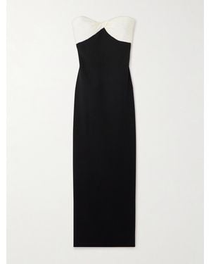 Marmar Halim Twist-Front Two-Tone Silk Gown - Black