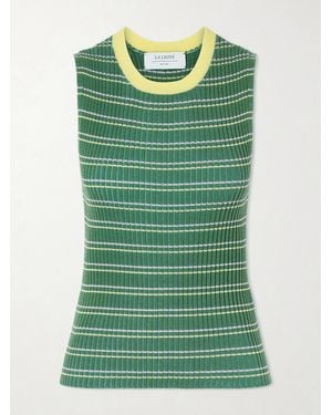 La Ligne Iggy Shell Striped Merino Wool Top - Green