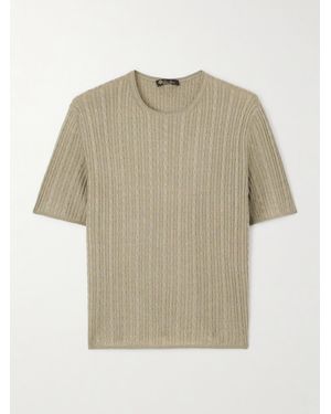 Loro Piana Rimella Cable-Knit Cashmere And Silk-Blend T-Shirt - Natural