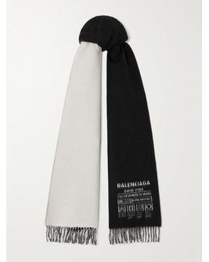 Balenciaga Zweifarbiger Schal Aus Jacquard Aus Einer Kaschmir-Wollmischung Mit Fransen - Schwarz