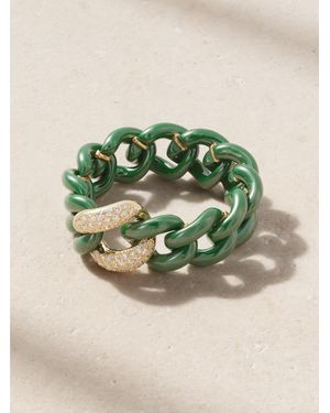 SHAY Medium Link 18-Karat, Diamond And Ceramic Ring - Green