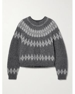 Nili Lotan Arleth Fair Isle Alpaca-Blend Sweater - Gray