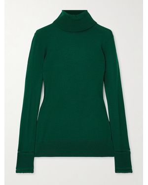 Chloé Rollkragenpullover Aus Wolle Mit Details - Grün