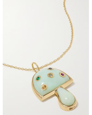 Brent Neale Mini Mushroom 18-Karat Multi-Stone Necklace - Metallic