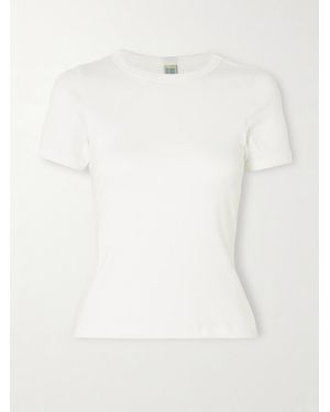 Flore Flore Car Ribbed Organic Cotton-Jersey T-Shirt - White