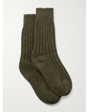 The Elder Statesman Yosemite Ribbed Cashmere Socks - Green