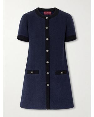 Gucci Wool-Blend Bouclé Mini Dress - Blue