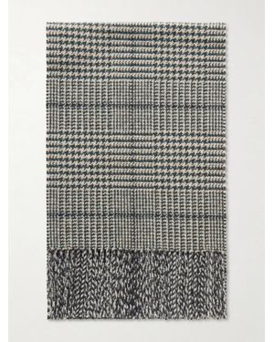 Johnstons of Elgin Glen Fringed Houndstooth Wool Scarf - Grey
