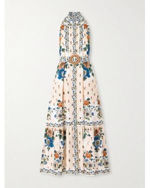 Borgo De Nor Biba Maxikleid Aus Baumwollpopeline Mit Blumenprint - Weiß