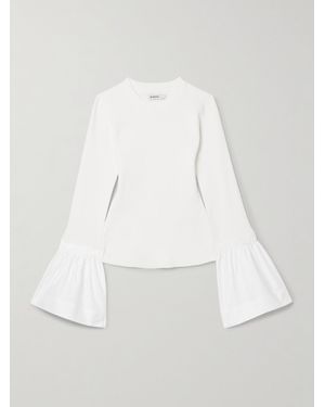 Jonathan Simkhai Agata Poplin-Trimmed Ribbed-Knit Top - White
