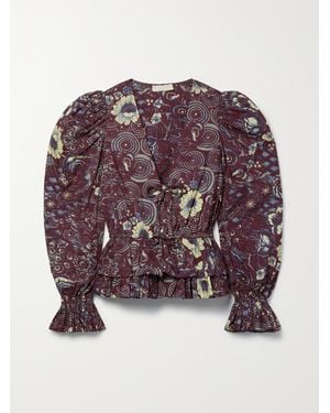 Ulla Johnson Ren Ruffled Printed Cotton Blouse - Purple
