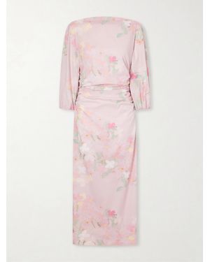 BERNADETTE Ezra Floral-Print Cotton-Blend Midi Dress - Pink