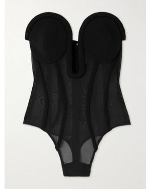 Jean Paul Gaultier Trägerloser Body Aus Tüll Mit Besätzen Aus Crêpe - Schwarz